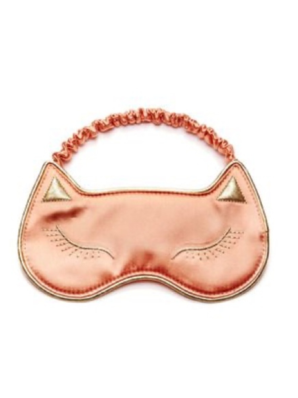 Charlotte Olympia Cat Ear Satin Sleep Mask in Peach